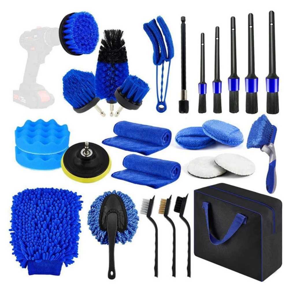 Car Cleaning Tools Car Wash Brush Set Detailing Brush for Air Outlet Tire Rim Drill Brush Sponges Auto Interior Exterior Dirt Dust Cleaning Tools T2