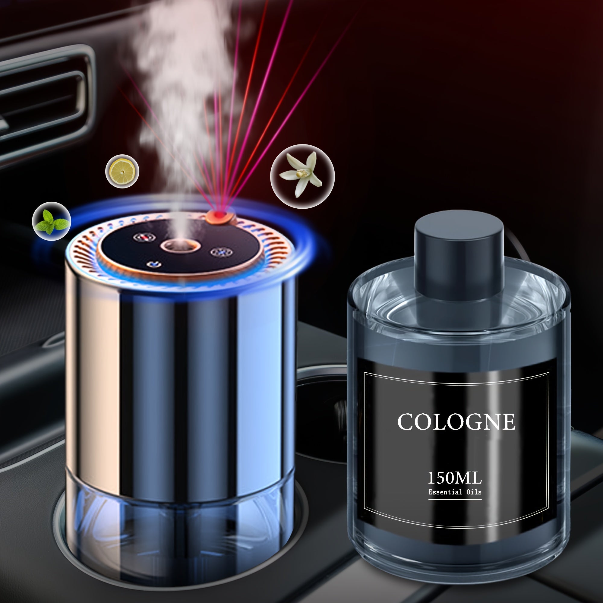 TEMU Smart Car Air Freshener, Car Essential Oil Diffuser By Technology Mist With Star Projector, Auto , Natural Fragrance, Adjustable Car Freshener