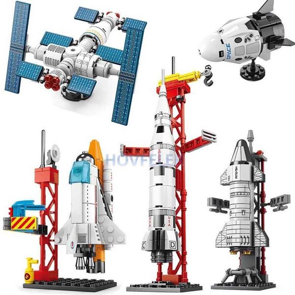 Space Aviation Manned Rocket Model Building Blocks Aerospace Station Bricks City Construction Toys for Kids Children BoysX241012