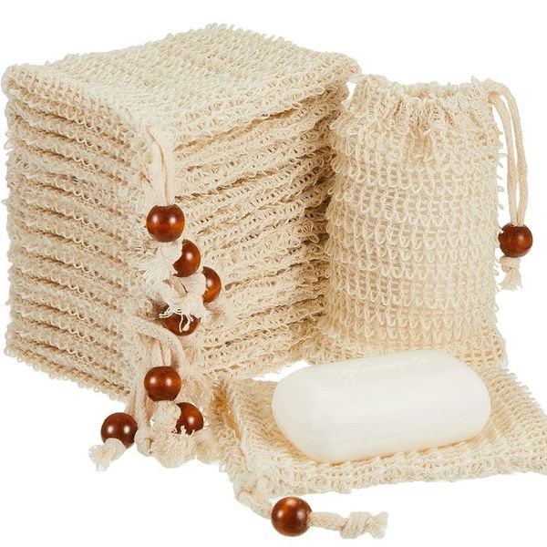 New Bathroom Accessories Bath Soap Dishes Natural Bags Exfoliating Saver Pouch for Shower Reusable Bath with Drawstring Bubble Foam Pocket D