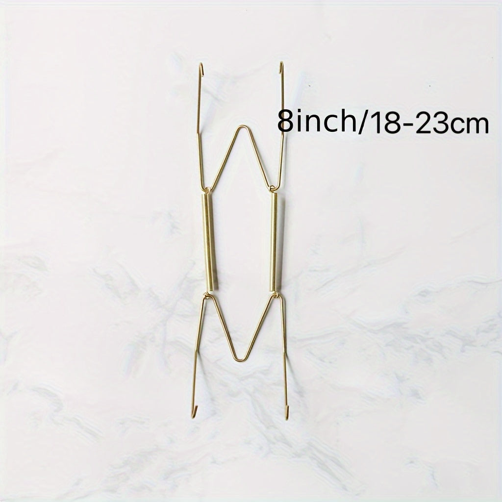 TEMU W-shaped Plate Invisible Spring Hanging Plate Hook, Golden Hanging Plate Invisible Hook, Home Wall Decoration Display Rack, Spring Hanging Plate