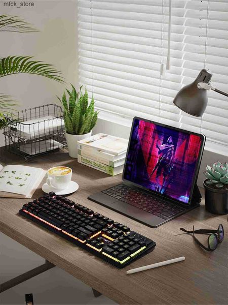 Keyboards NPET K10 Wired Gaming Keyboard LED Backlit Spill-Resistant Design Multimedia Keysfor Desktop Computer PC (Black) J241204