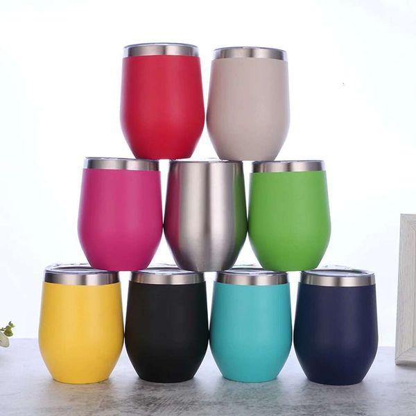 12oz Eggshell Wine Glass Stainless Steel Thermos Bottle Beer Mugs Thermal for Beers Insulated Coffee Cup Travel Tumbler