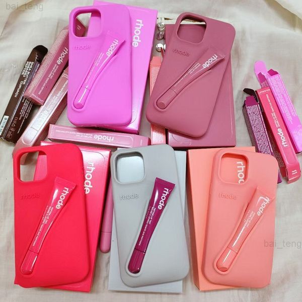 phone rhode case Lipstick Portable Case Design Lip Gloss Lipstick Lip Balm 3D Make-Up Silicone Phone Case for iPhone 16 15 14 13 12 Pro Max
