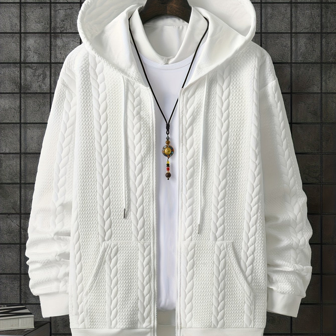 TEMU Plus Size Men's Hooded Sweatshirt - Colorblock, Kangaroo Pocket, Ribbed Cuffs, Machine Washable, Regular Fit Casual Pullover For Casual Attire -