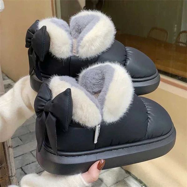 Boot Wens Snow Boots Winter Warm Thick Ankle Boots Outdoor Anti Slip Furry Bow Cott Shoes Cfortable Waterproof Plush Boots Z241104