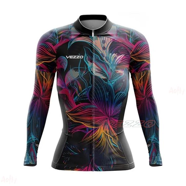 Jersey Sets VEZZO Female Long Sleeve Cyclist Shirt Cycling Clothing 230206