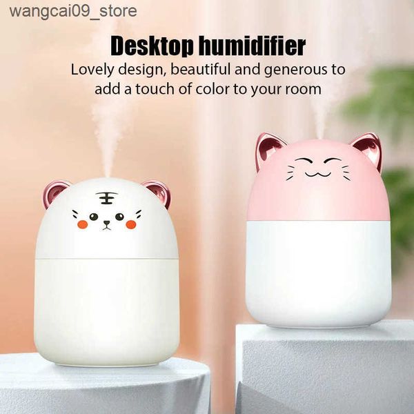 Humidifiers Cute Pet Humidifier Mini Office Desktop Air Conditioning Room Air Humidification Usb Small Household Heavy Fog Spray J241119