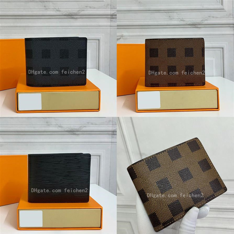 Men genuine leather wallet Cash coin purse credit card holders paris plaid style fold Mezzanine Short wallet Designer Wallet Passport holder Gift fo