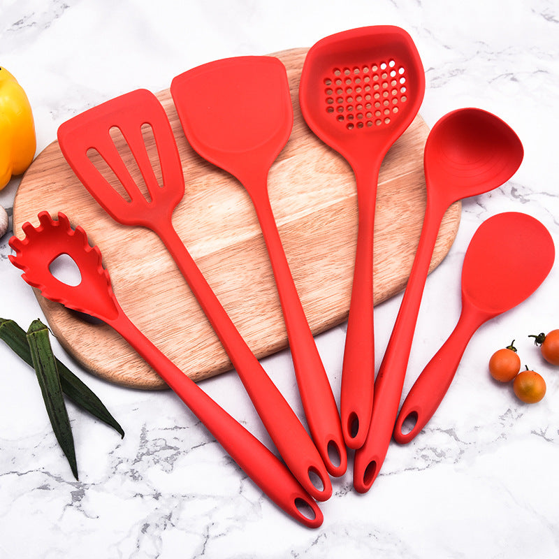 Non-Slip Silicone Cookware Tools Kit: for Home Use silicone spatula soup spoon slotted spoon