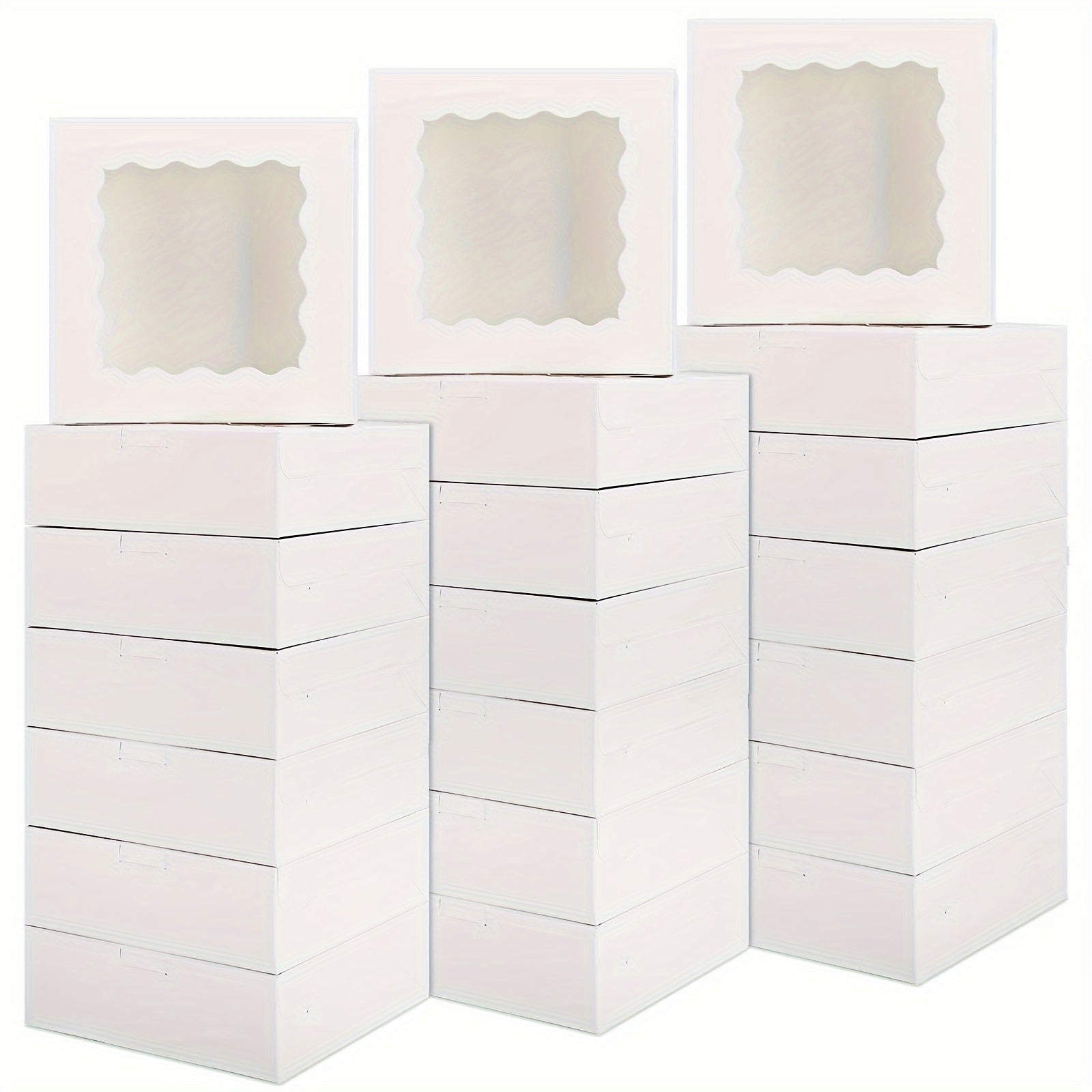 TEMU 30pcs Wedding Cake Boxes, Bakery Treat Boxes, Cookie Boxes, White Pastry Boxes With Window, Cajas Pasteles For Cake, Storage For , Donuts,