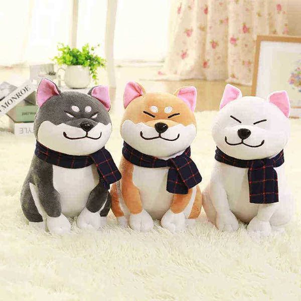 Shiba Inu Dog Toy Japanese Governor Scarf Dog Toy Soft Stuffed Plush Cute Cosplay Boy Girl Gift Toy 25Cm J220729