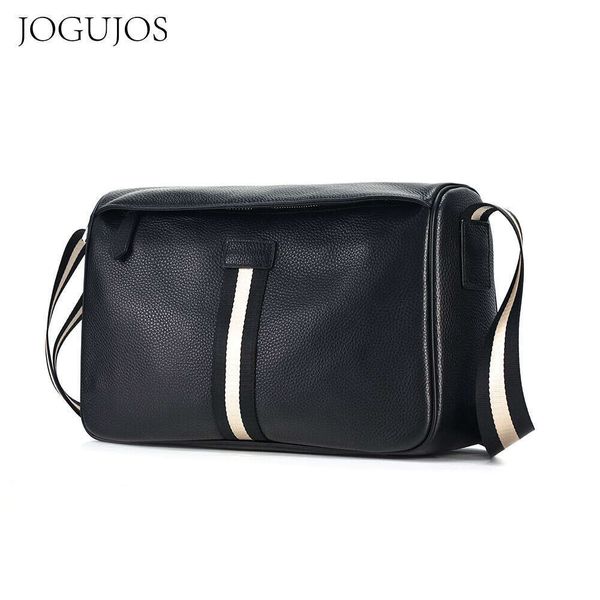 JOGUJOS Genuine Leather Men&#039;s Shoulder Trendy Satchel For Male Large Capacity Crossbody Bags Casual Travel Sg Bag