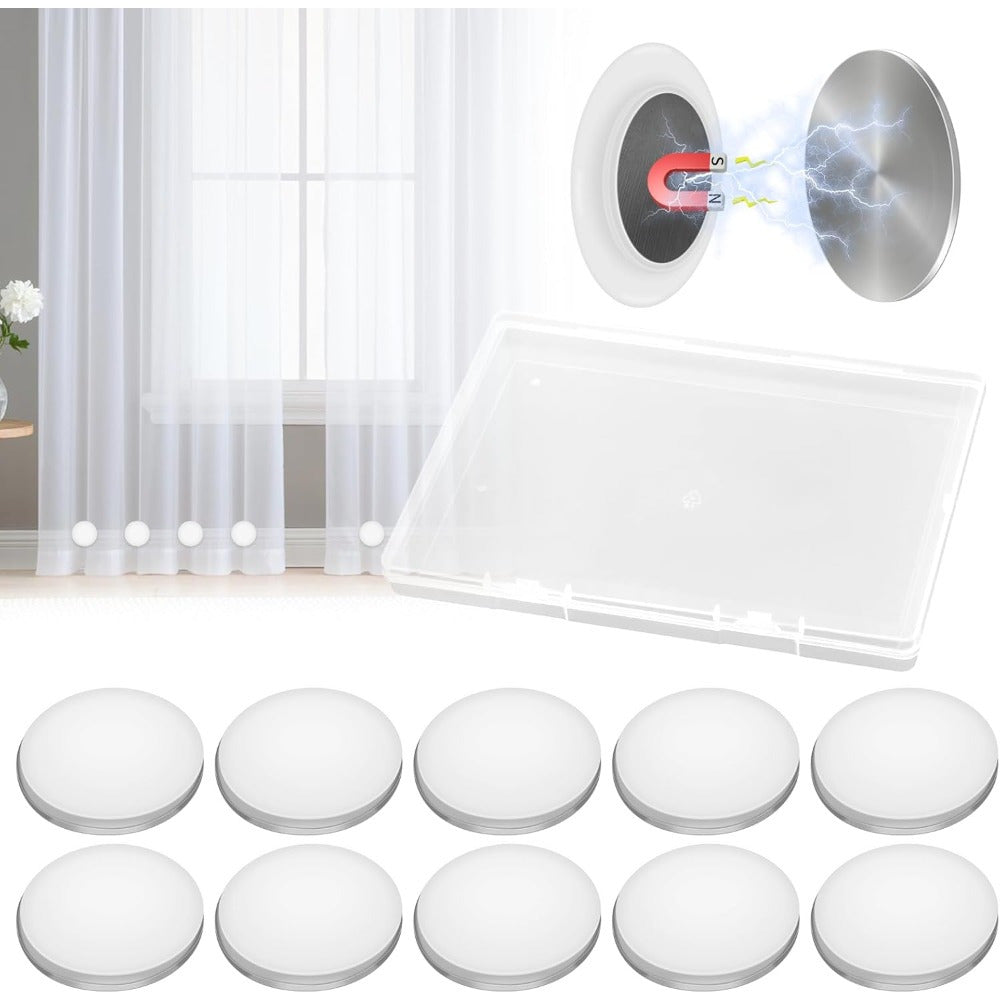 TEMU 10 Pairs Of White Magnetic Shower Curtain Weights, Shower Curtain Magnets, Circular Shower Curtain Weights, Fixed, , Detachable, Used For Shower