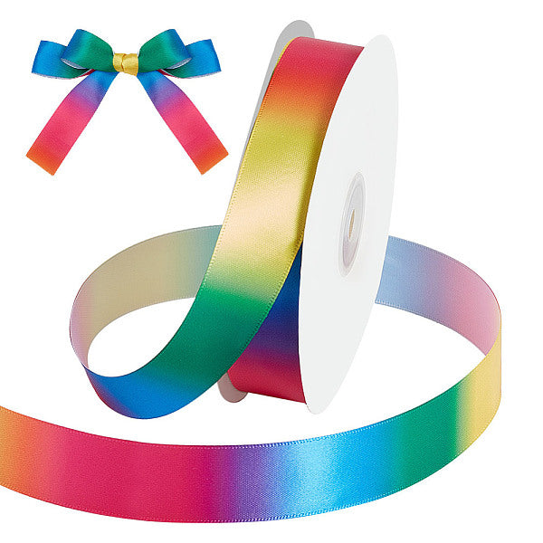 Cintas de grosgrain de poliéster de color arcoíris de 50 yarda