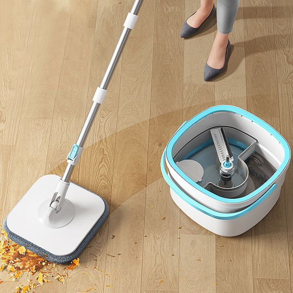 Mops Mops with Bucket 360 Spin Clear Water Separation Floor Cleaning Mop Set Lazy No Hand-Washing Squeeze Automatic Dewatering Broom 230718