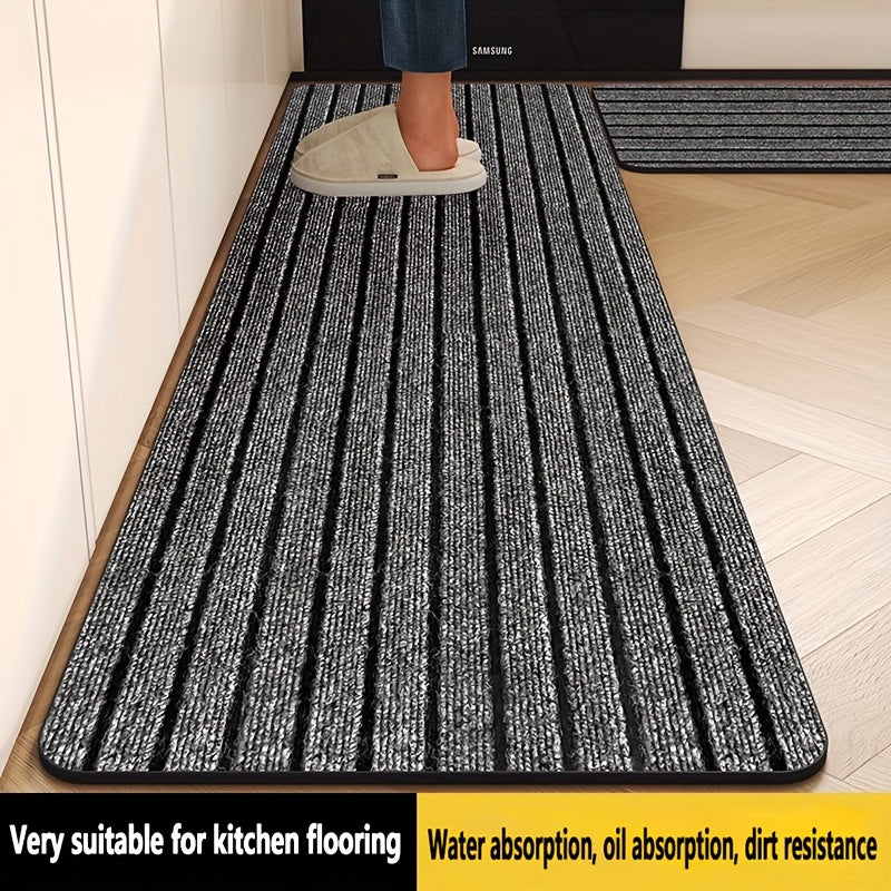 TEMU 1pc Large Striped Non-slip Door Mat With Rubber Backing - Heavy-duty & Floor Mat For Entrance, Kitchen, High-traffic Areas - -red- , Easy To
