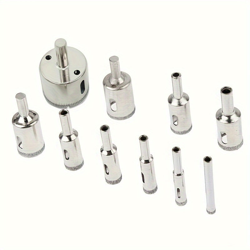 TEMU Power Tools With This 10-piece Diamond Coated Drill Bit Set - Drilling Tiles, Marble, Glass & Ceramic!