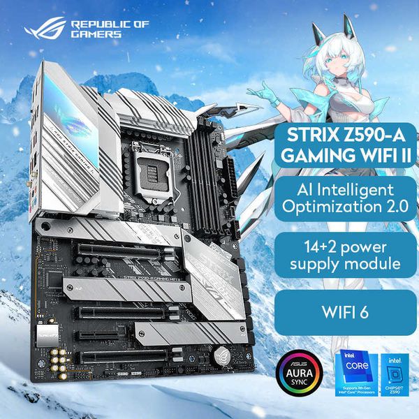 ASUS ROG STRIX Z590-A GAMING WIFI II White Computer Motherboard Support CPU 11900K-11700KIntel Z590-LGA 1200