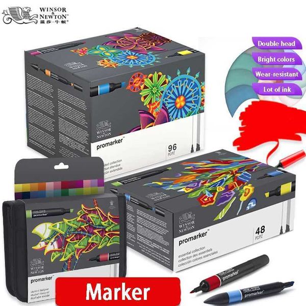 Markers WINSOR NEWTON Promarker 6-12-24-48-96 Colors Set Twin- Double Tip Alcohol Based Marker Pens Design Pro Marker For Artists H241215