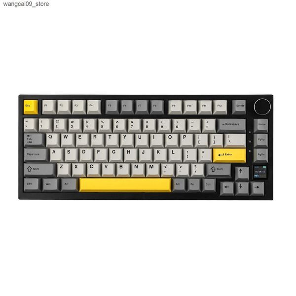 Keyboards Ajazz AK820 Pro 75% Gasket-mounted Bluetooth 5.1-2.4G Wireless-Type-C Wired Mechanical Keyboard with TFT Screen for Mac-Win J24121