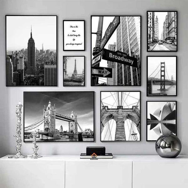 Modern New York London P Sydney landmarks landscapes posters canvases wall art black and white images home Y241031