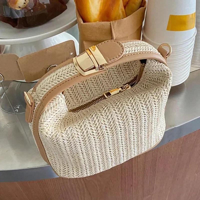 Free Shipping Shoulder Bags Straw Crossbody Bag For Women Fashion Bohemian Small Knitting Summer Purse And Handbag Ladies Casual Vacation Bucket Bea
