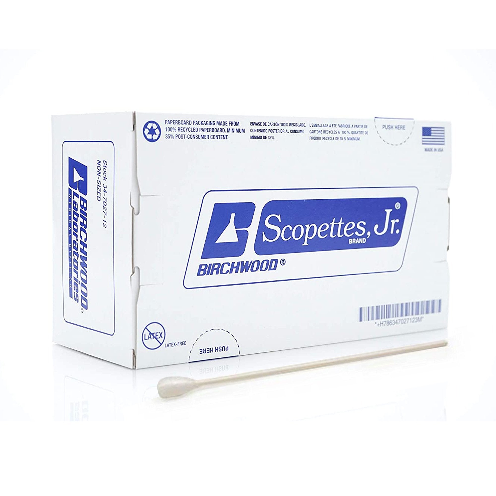 Scopettes Jr. OB-GYN Swabstick, 8 Inch Length, Non-Sterile, Box of 100
