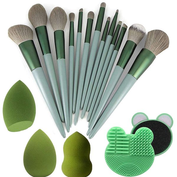 13pcs Set Cosmetic Sponge Makeup Brush Cleaning Box Beauty Tool Eyeshadow Blush Professional Brushes