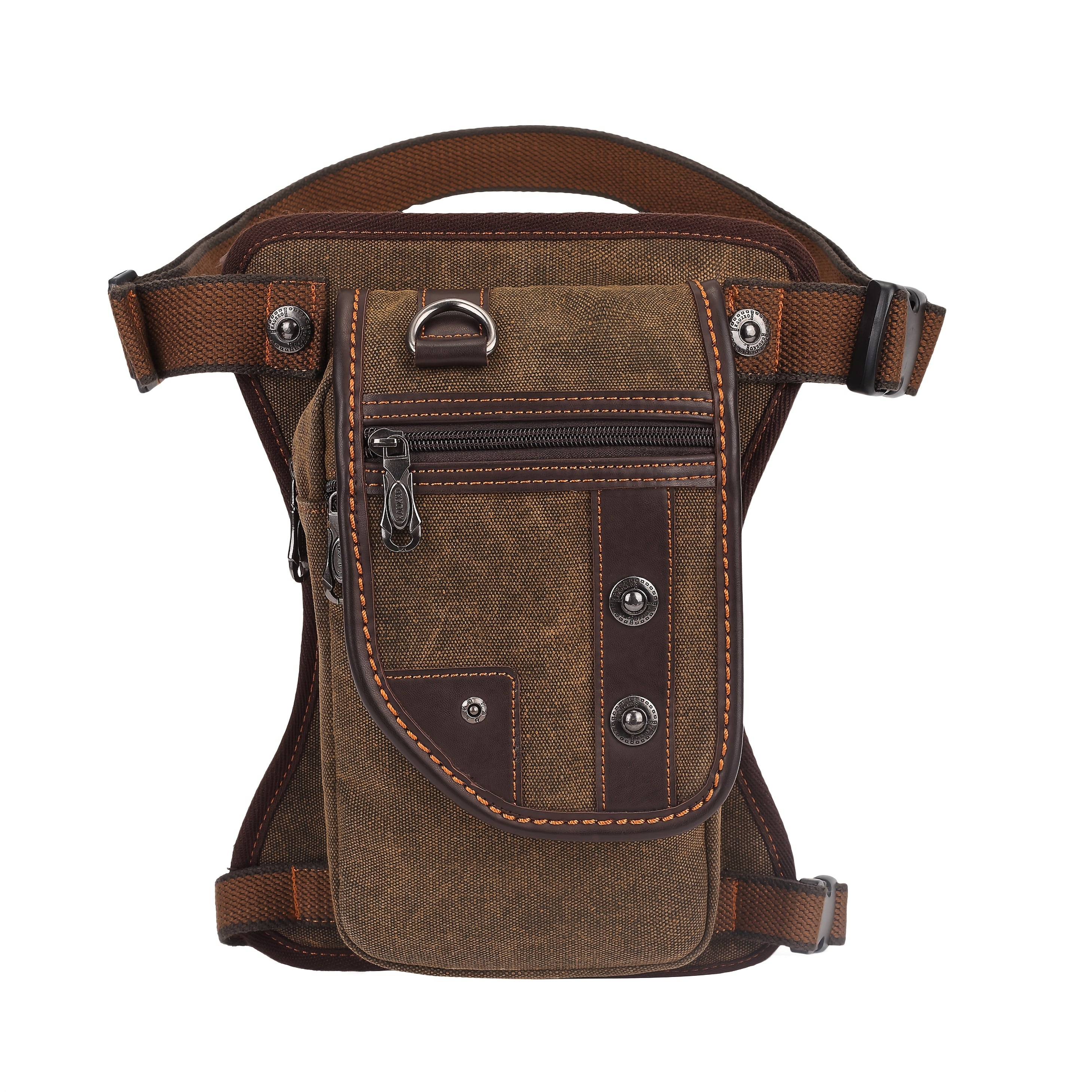 TEMU Men's Vintage Canvas Backpack, Multifunctional Outdoor Sports Sling Bag, Travel Shoulder Bag, Unique Chest Bag And Waist Bag, Hiking Sling Bag