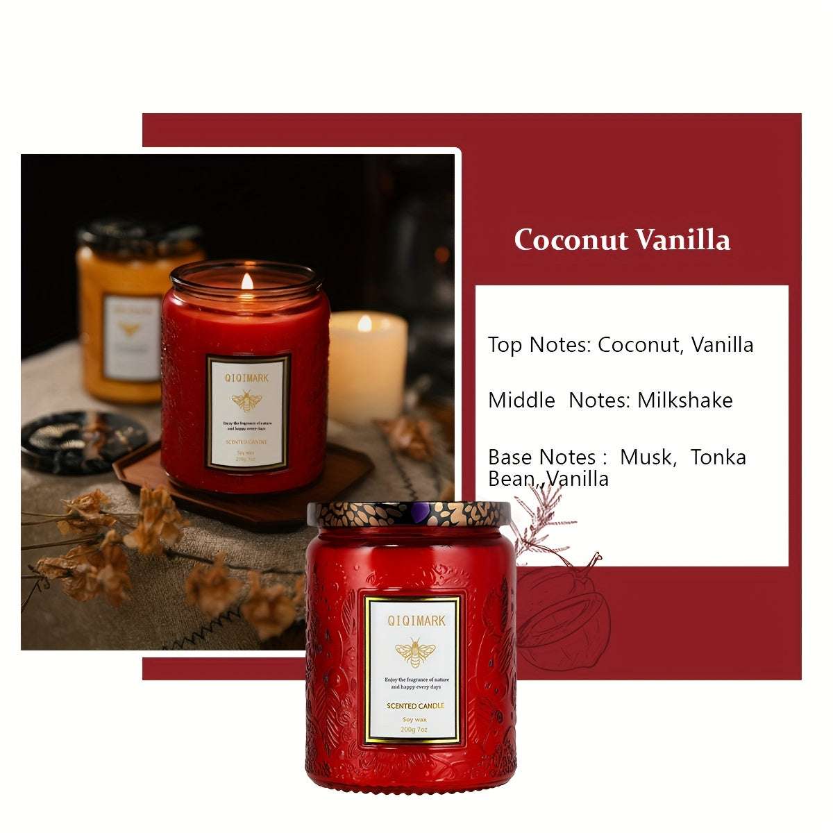 TEMU Christmas 40-hour Luxury Scented Candles Set In Glass - Glowing Soy Wax Pillar Candles With Lid, Individually Wrapped For Home Decor, Relaxation