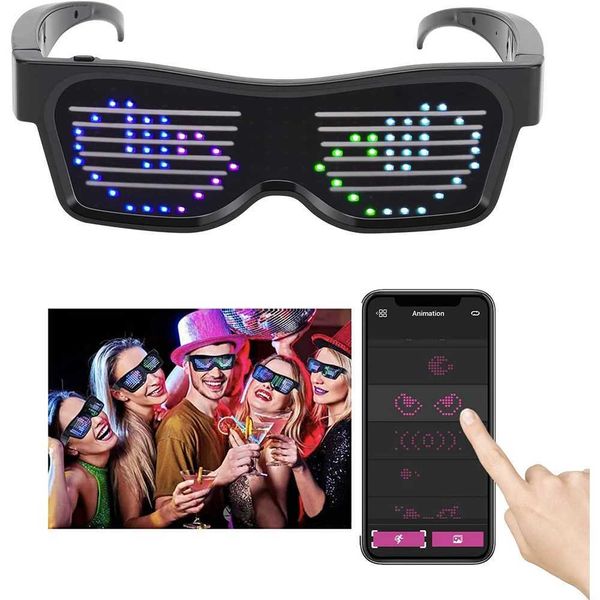 Customized LED glasses with illuminated glasses application control featuring DIY text graffiti animation rhythm suitable for parties Hallow
