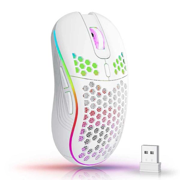 Mice 2.4G Wireless Gaming Mouse RGB Lighting Charging Mouse with Adjustable DPI Ergonomic Honeycomb Design for Desktop Laptop S25211