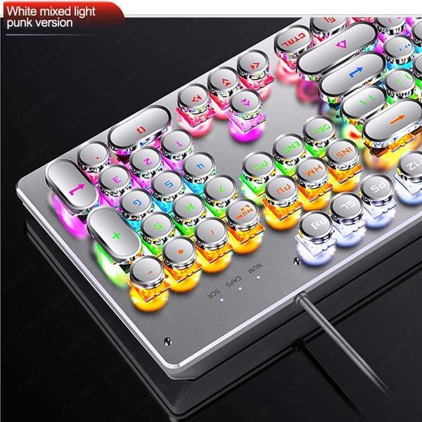 Keyboards Retro Punk Mechanical Keyboard Blue Black Brown Switch 104 Keys USB Wired Gaming Keyboards RGB Backlit For PC Laptop Gamers z25012