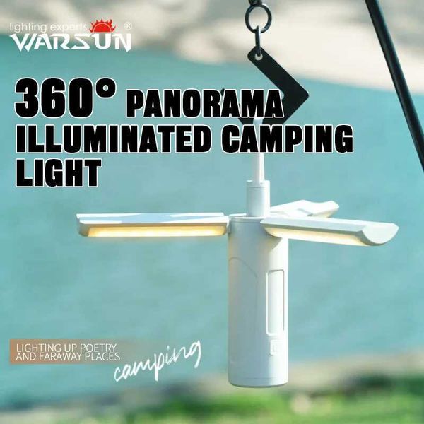 Warsun Foldable USB Rechargeable Tent Camping Light 4000mAh Travel Lanterns Outdoor Emergency Lighting LED Camping LampLX241113