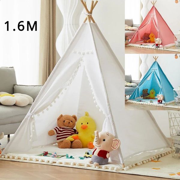 16M Portable Children Tents Tipi Play House Kids Cotton Canvas Indian Tent wam Child Beach Teepee Party Room Decor 240905