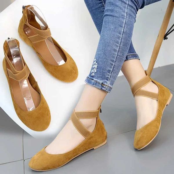 Boots Women Shoes Ballet Flats Shoes Ladies Sandals Strap Non Slip Ankle Elastic Belt Cute Ballerina Ladies Elegent Flats Heel Shoes J241104