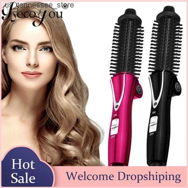 Hair Curlers Straighteners Curling Iron Brush Foldable Anti-Scald Ceramic Negative Ion Hair Curler Straightener Hot Brush Comb for Women Gir