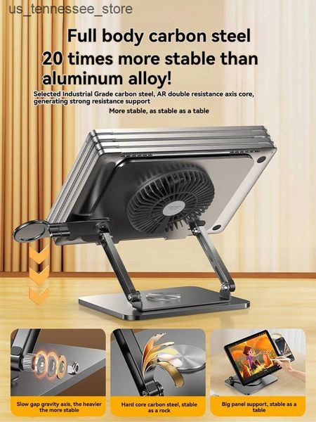 Laptop Cooling Pads Adjustable Magnetic Mobile Phone Holder with Cooling Base Laptop Stand Lifting Notebook Computer Stand 360-Degree Rotata