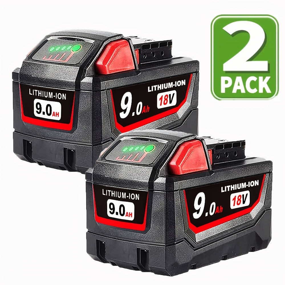 TEMU 2 Pack 9.0ah 18v Replace For M18 Battery Compatible With 48-11-1850 48-11-1860 48-11-1845 48-11-1828 Cordless Power Tools Lithium Battery