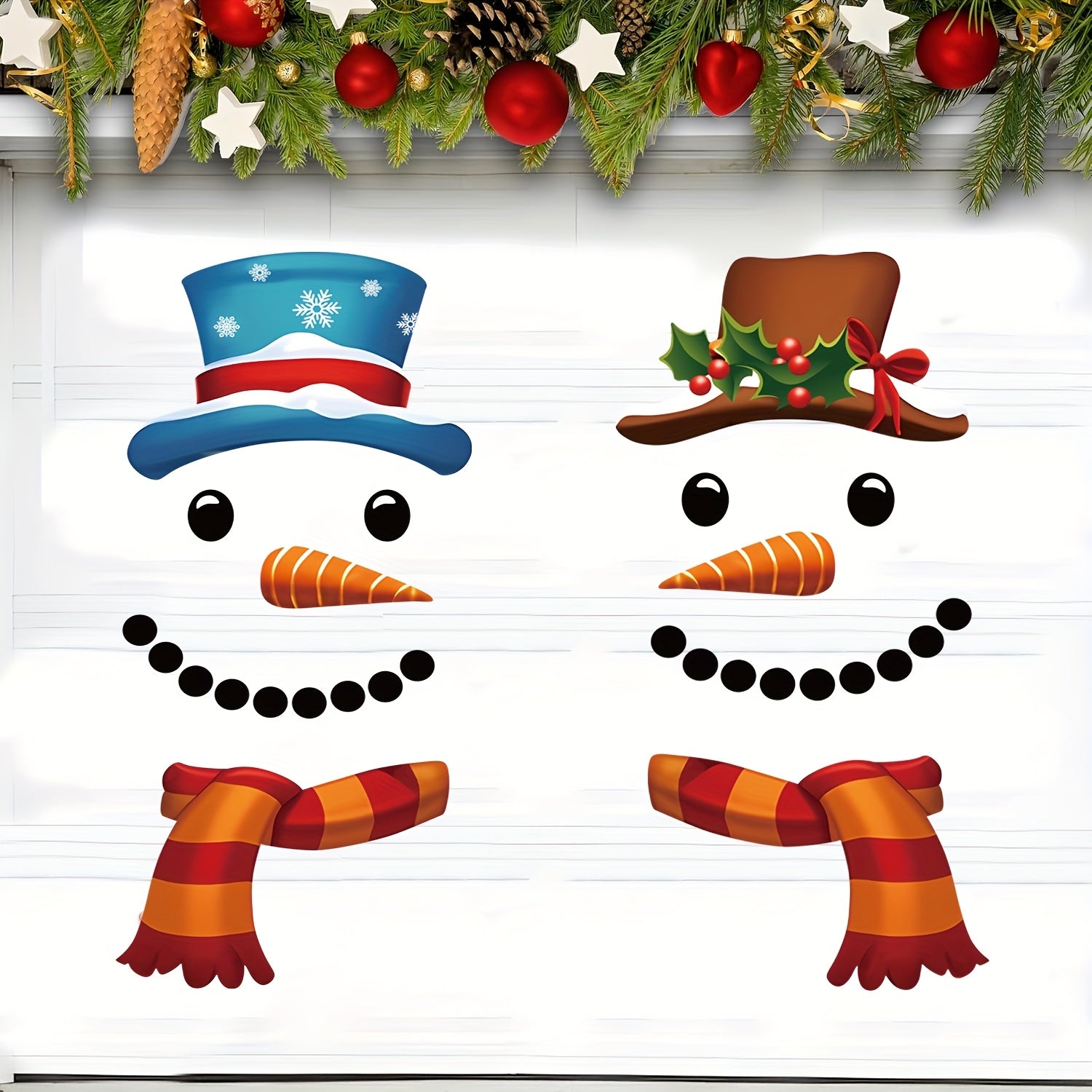 TEMU Christmas Decorated Garage Door, 28pcs Merry Christmas Door Decorations, Large Christmas Car Decal, Christmas Garage Mural For Refrigerator