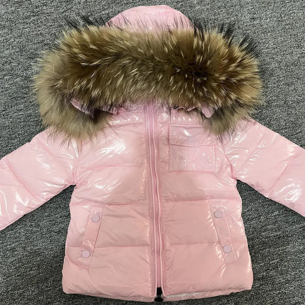 Kids Winter Down Jacket Shiny Raccoon Fur Collar Toddler Boys Hooded Coat Baby Girls Warm Snowsuit Childrens Parkas 240913 38