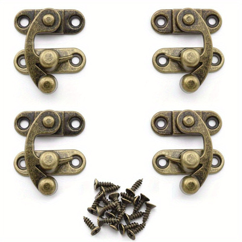 TEMU 4pcs Retro Bronze Tone Swing Lock Clasp, Alloy Hook Latch, With Replacement Screws For Jewelry Box, Cabinet Toolbox Suitcase