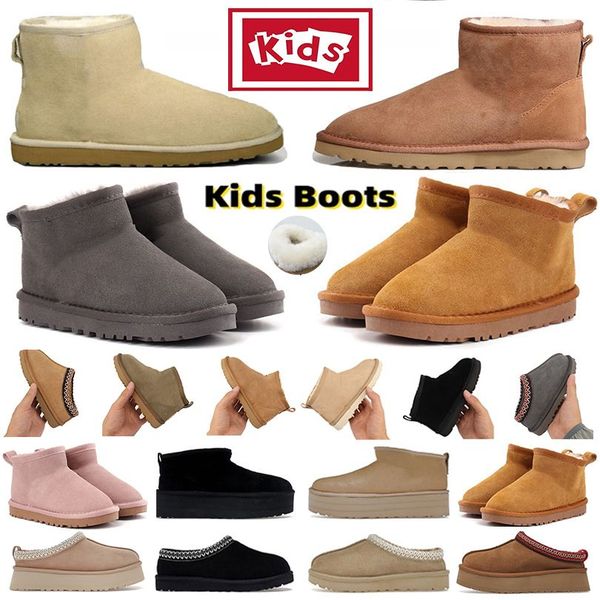 Mini Bailey Bow ll kids Boots tasman tazz slippers Designer booties boys Platform Short Fur Chestnut Sand Black children Toddlers baby girls