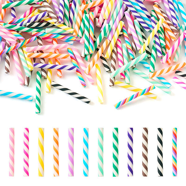 120Pcs 12 Colors Two Tone Handmade Polymer Clay Simulation Chocolate Stick