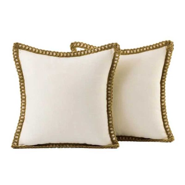 1-2PCS 30X50cm 45x45cm 50x50cm Throw Pillow Covers Burlap Linen Trimmed Tailored Hemp Edge Cushion Cover Farmhouse PillowcasesXJ250102