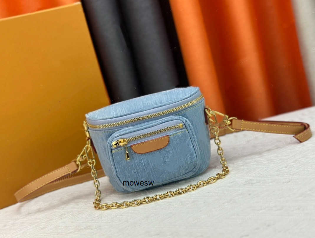 s Light Deep Denim Mini Bumbag Waist Bags 82335 MINI BUM bag Designer CrossBody bumbag Handbag Purse Satchel Evening Tote Cross Body Chain Casual Ba