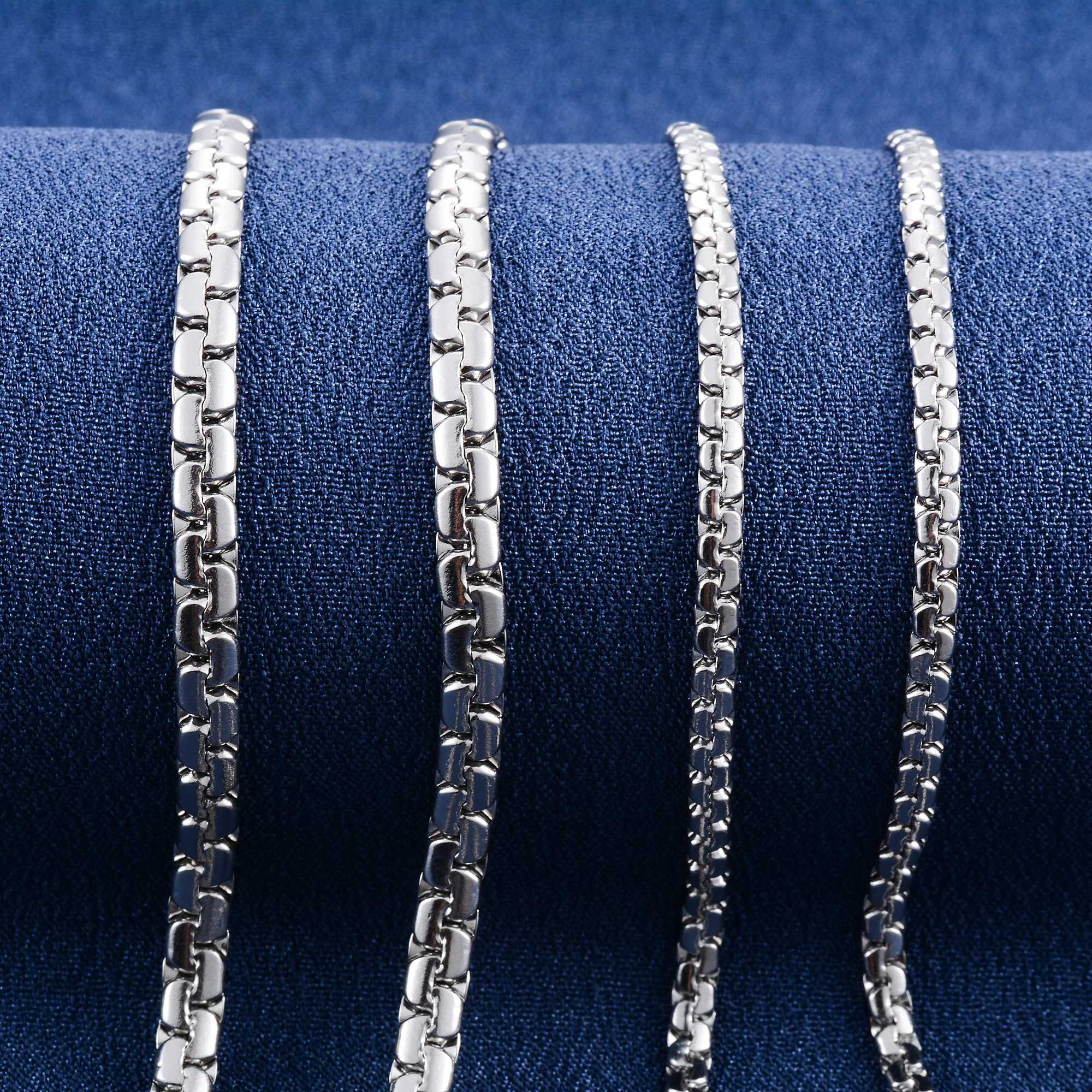 Stainless Steel Jewelry Accessories for Women Men Metal Flat Box Chain Necklace Choker on Neck Collarbone Waterproof DIY GiftX240919