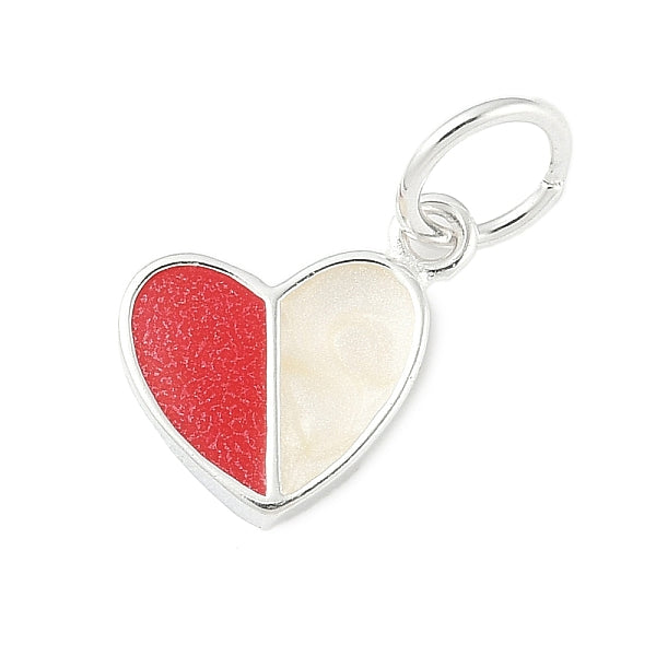 Charms de corazón esmaltados en plata de ley de dos tonos y 925 unidad