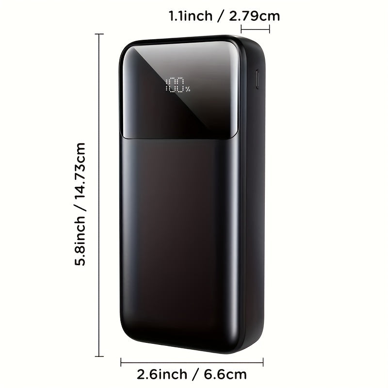 TEMU 20000mah Portable Power Bank, Dual Input And Usb Output, Fast Charging Battery Pack Suitable For Mobile Phones, Tablets, Etc., Portable Charger